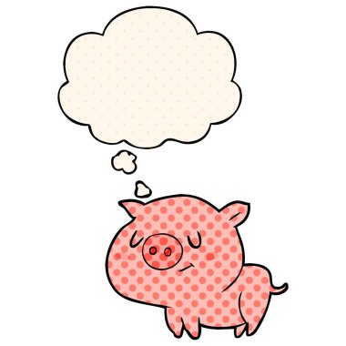 çizgi film domuz ve çizgi roman tarzında düşünce balonu