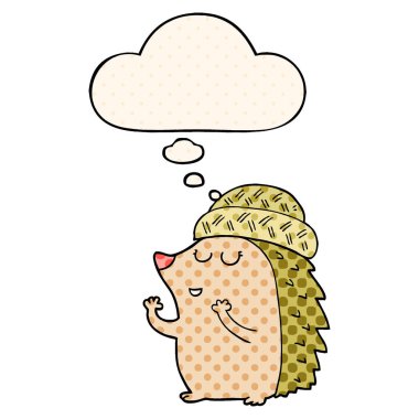 çizgi film kirpi şapka giyen ve çizgi roman st düşünce balonu