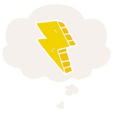 karikatür yıldırım ve retro tarzında düşünce balonu