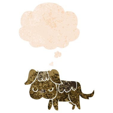 retro dokulu tarzında karikatür köpek ve düşünce balonu