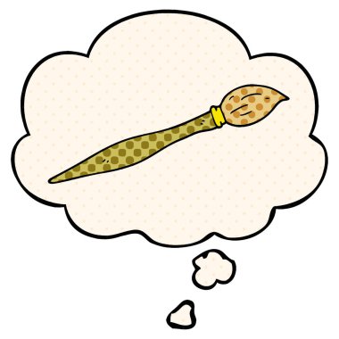 çizgi film boya fırçası ve çizgi roman tarzında düşünce balonu