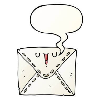 düzgün degrade tarzında karikatür zarf ve konuşma balonu