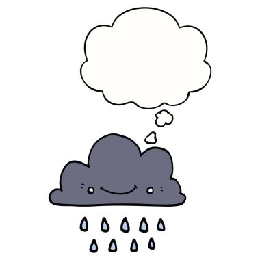 karikatür fırtına bulut ve düşünce balonu