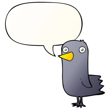 düzgün degrade tarzında karikatür kuş ve konuşma balonu