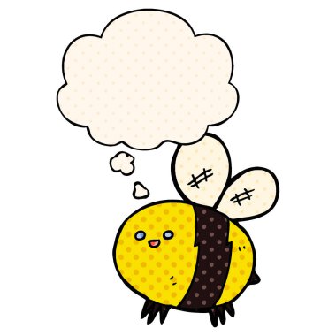 çizgi roman tarzında karikatür arı ve düşünce balonu