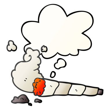 karikatür sigara ve pürüzsüz degrade tarzında düşünce balonu