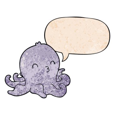 retro doku tarzında karikatür ahtapot ve konuşma balonu