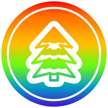 gökkuşağı spektrumlu karlı ağaç dairesel