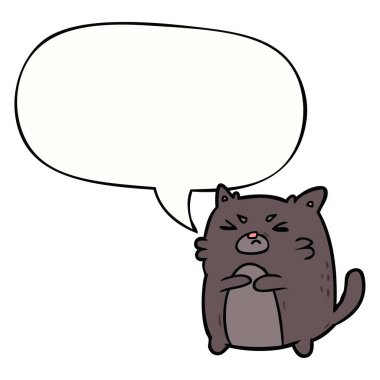 karikatür kızgın kedi ve konuşma balonu