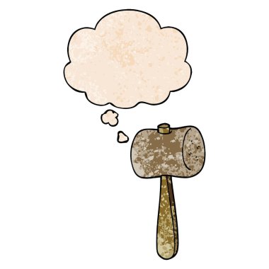 karikatür tokmak ve grunge doku desen stil düşünce balonu