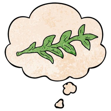karikatür bitki ve grunge doku desen tarzında düşünce balonu