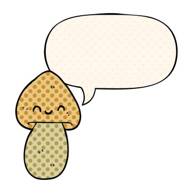 çizgi roman tarzında karikatür mantar ve konuşma balonu