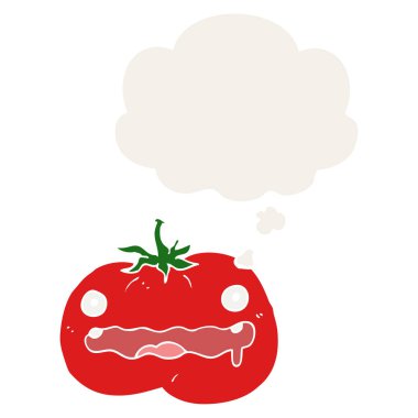 retro tarzında karikatür domates ve düşünce balonu