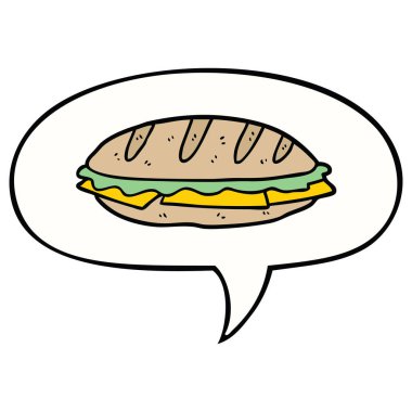 karikatür chesse sandviç ve konuşma balonu