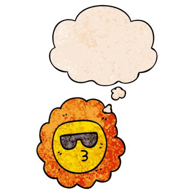 karikatür ayçiçeği ve grunge doku desen s düşünce balonu