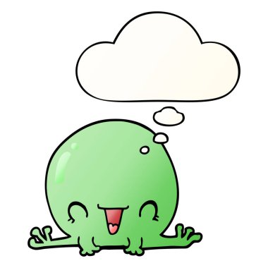 çizgi film kurbağa ve pürüzsüz degrade tarzında kabarcık düşünce