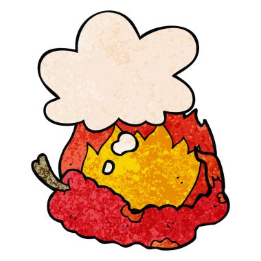 karikatür sıcak biber ve grunge doku pa düşünce balonu