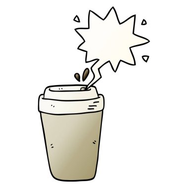 karikatür kahve fincanı ve konuşma balonu pürüzsüz degrade tarzında