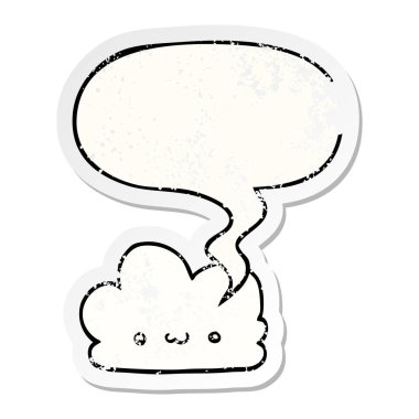 sevimli karikatür bulut ve konuşma balonu sıkıntılı etiket
