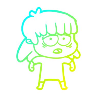 soğuk degrade çizgi çizim karikatür yorgun kadın