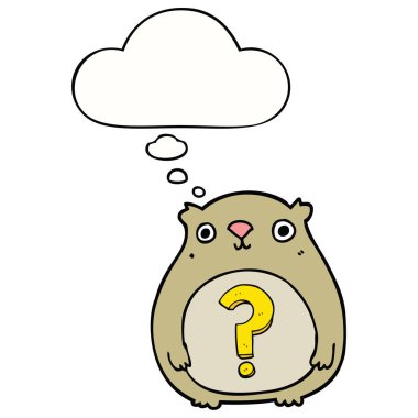 karikatür meraklı ayı ve düşünce balonu