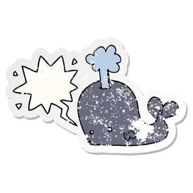 karikatür balina ve konuşma balonu sıkıntılı etiket