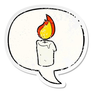 karikatür mum ve konuşma balonu sıkıntılı etiket