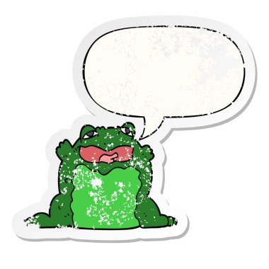 karikatür kurbağa ve konuşma balonu sıkıntılı etiket