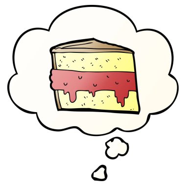 karikatür pasta ve pürüzsüz degrade tarzında düşünce balonu