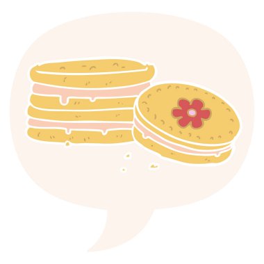 retro tarzıkarikatür bisküvi ve konuşma balonu