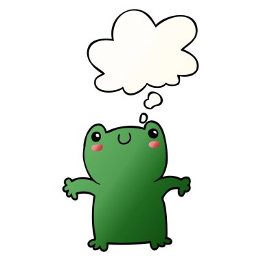 çizgi film kurbağa ve pürüzsüz degrade tarzında kabarcık düşünce