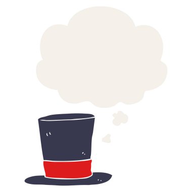 retro tarzında karikatür üst şapka ve düşünce balonu