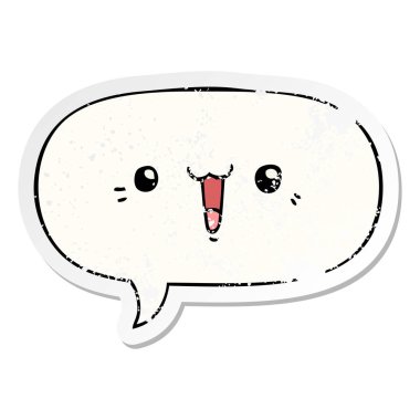 mutlu karikatür yüz ve konuşma balonu sıkıntılı etiket