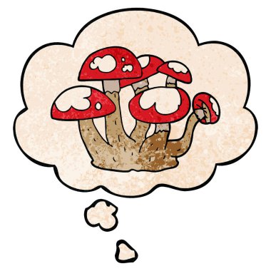 karikatür mantar ve grunge doku desen s düşünce balonu