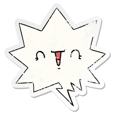 mutlu karikatür yüz ve konuşma balonu sıkıntılı etiket