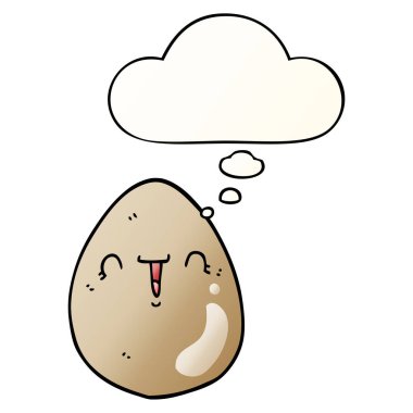 karikatür yumurta ve pürüzsüz degrade tarzında düşünce balonu