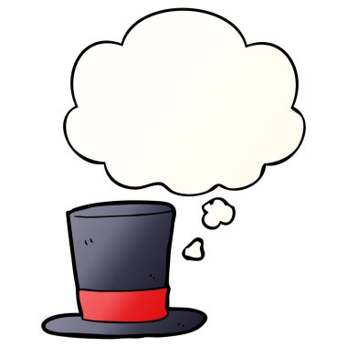 karikatür üst şapka ve pürüzsüz degrade tarzında düşünce balonu