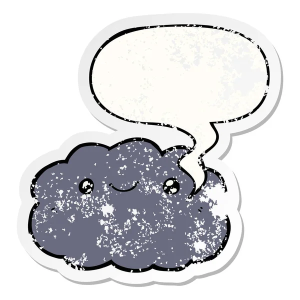 Nuvem de desenhos animados e bolha de fala adesivo angustiado — Vetor de Stock