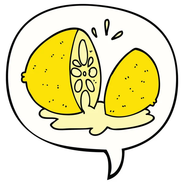 Dibujos animados corte limón y la burbuja del habla — Archivo Imágenes Vectoriales