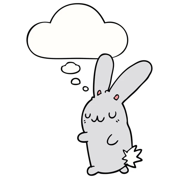 Mignon dessin animé lapin et bulle de pensée — Image vectorielle
