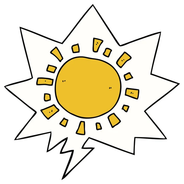 Karikatür güneş ve konuşma balonu — Stok Vektör
