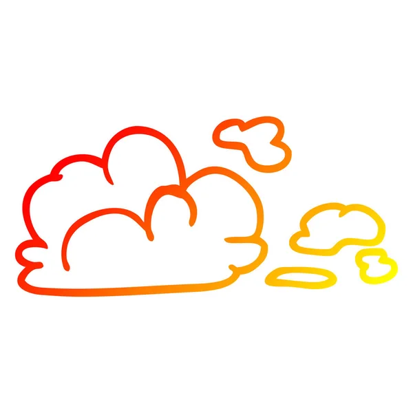 Warm gradient line drawing cartoon storm cloud — Stock Vector