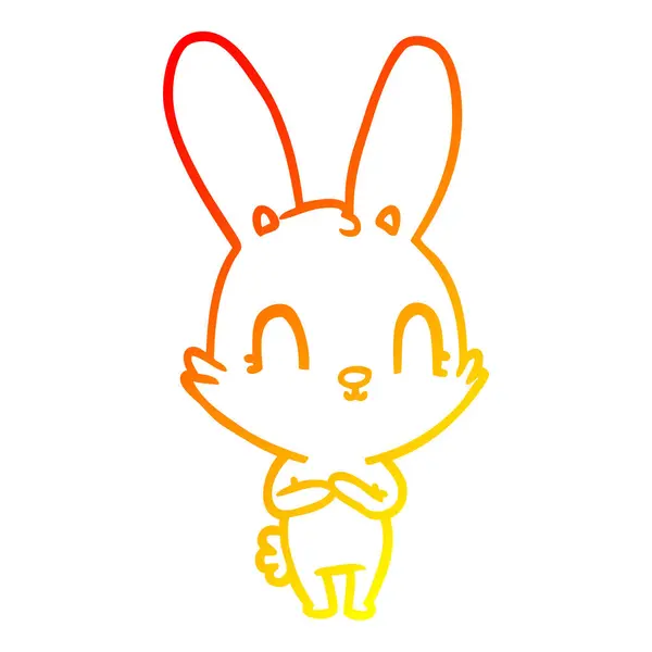 Línea de gradiente caliente dibujo lindo conejo de dibujos animados — Archivo Imágenes Vectoriales
