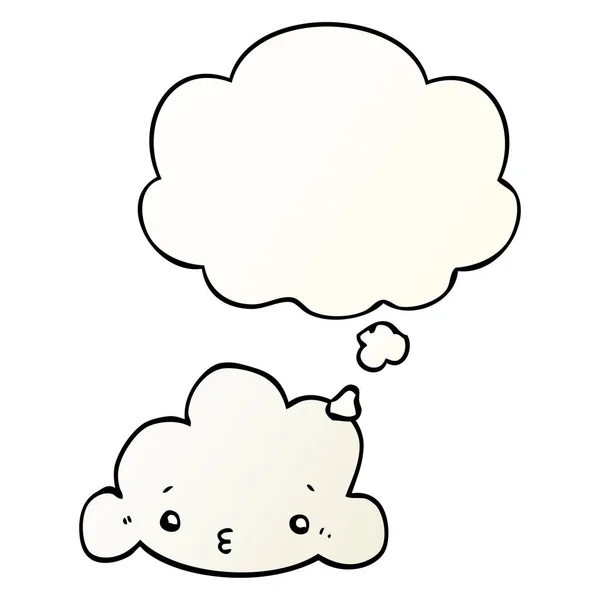 Cartoon cloud and thought bubble in smooth gradient style — Stock Vector