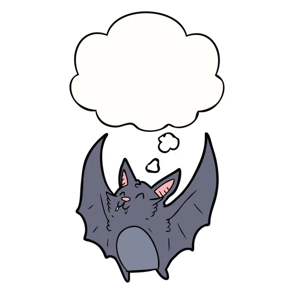 Cartone animato halloween pipistrello e bolla di pensiero — Vettoriale Stock