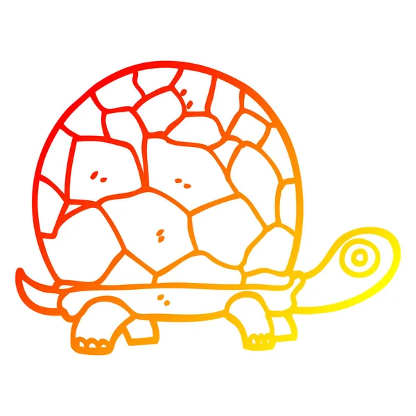 Ciepły gradient kreskówka linia rysunek żółw — Wektor stockowy