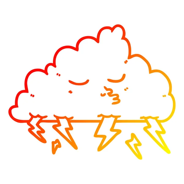 Chaud gradient ligne dessin dessin animé tempête nuage — Image vectorielle