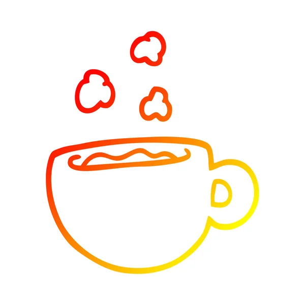 Linha gradiente quente desenho copo de café dos desenhos animados —  Vetores de Stock