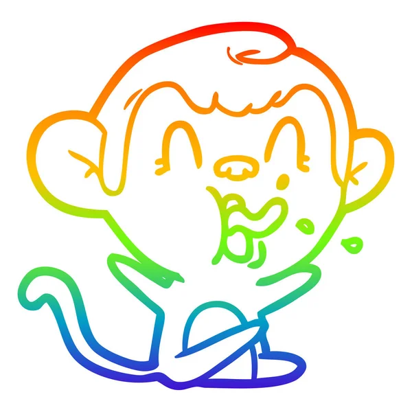 Regenboog gradiënt lijntekening gek cartoon aap — Stockvector