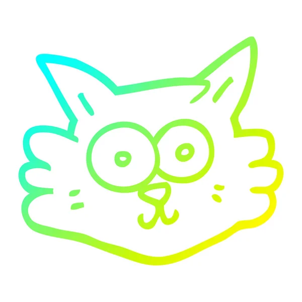 Frío gradiente línea dibujo dibujos animados gato cara — Vector de stock